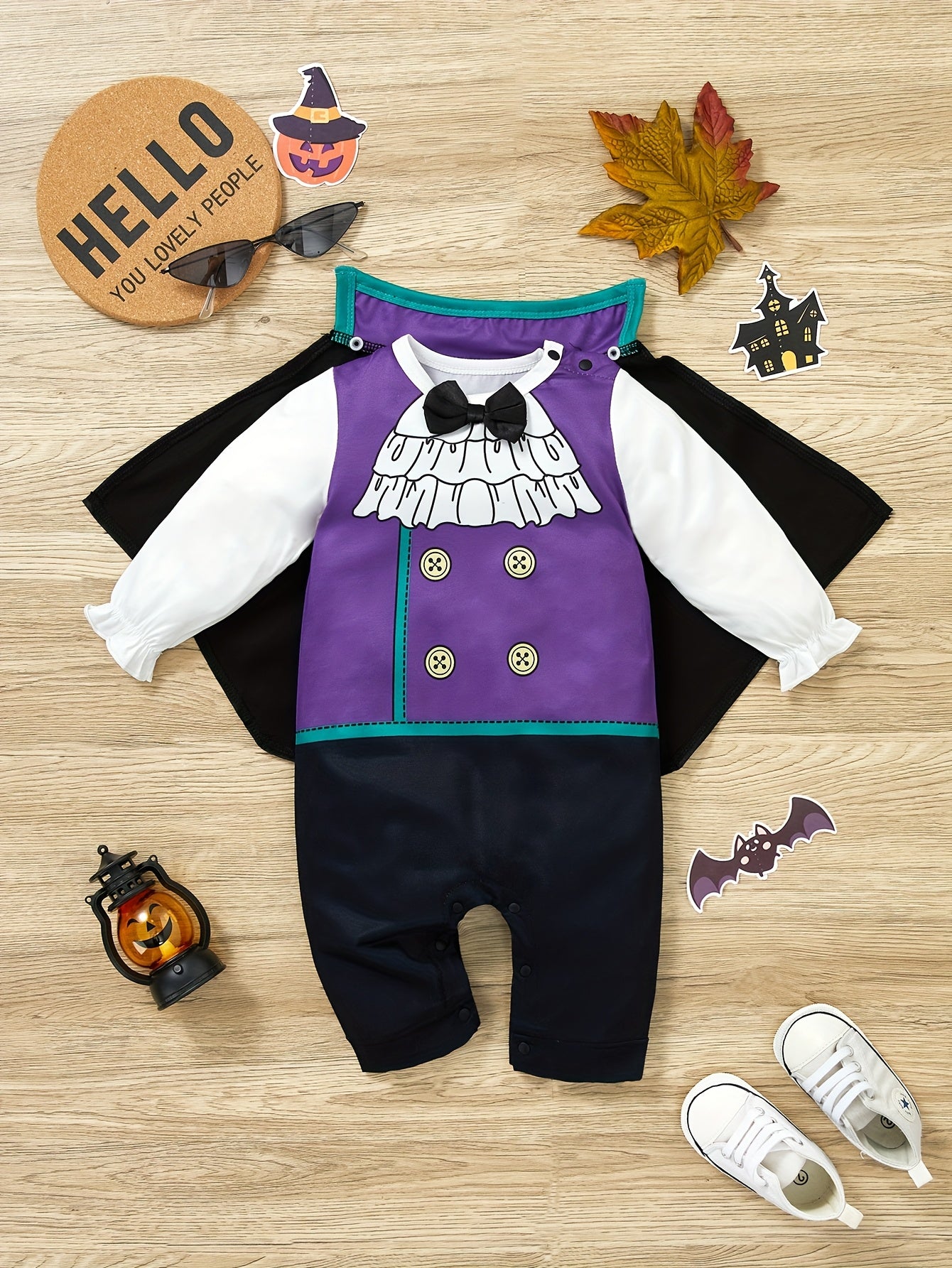 🍼 Baby Boy Halloween Romper Set – Gentleman Bodysuit & Cape