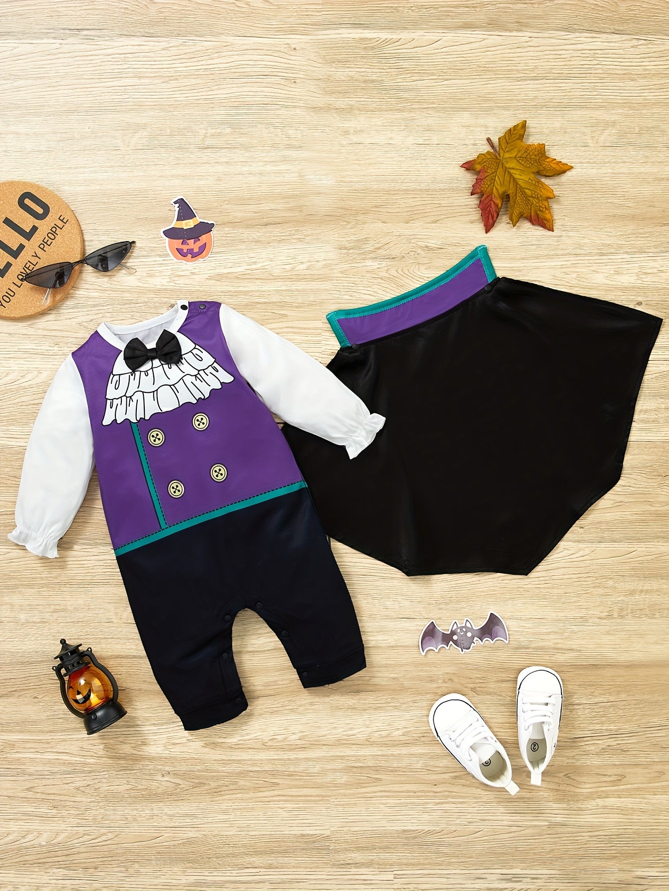 🍼 Baby Boy Halloween Romper Set – Gentleman Bodysuit & Cape
