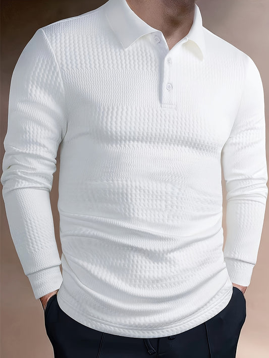 Men's Classic Long Sleeve Button-Up Shirt – Stretch Knit, Formal & Casual, Soft Breathable Fabric for Office & Everyday Wear