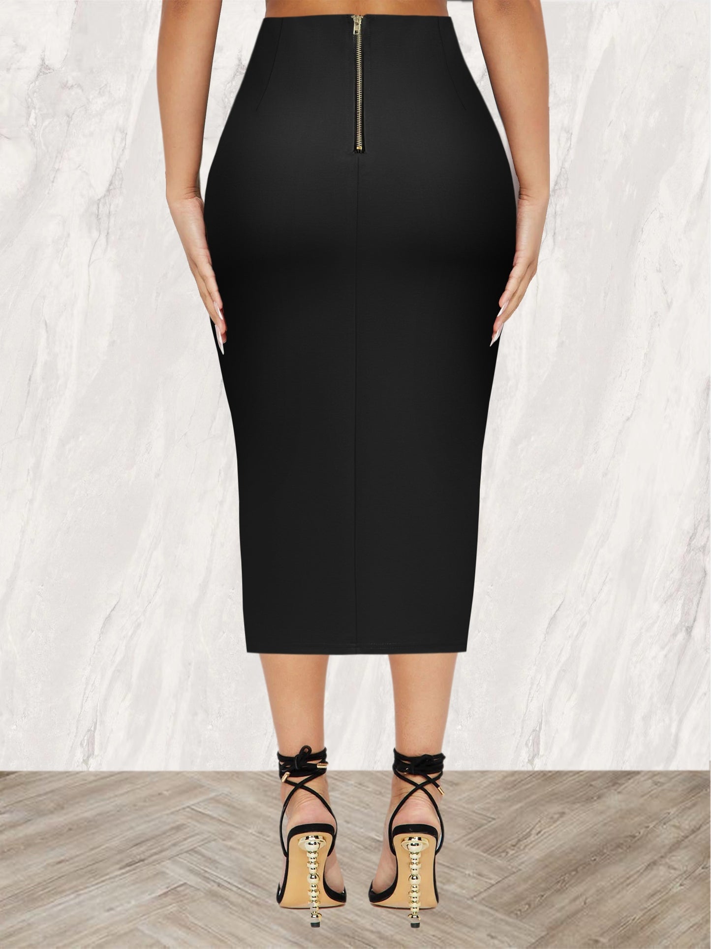 🖤 Rayon Blend Midi Skirt