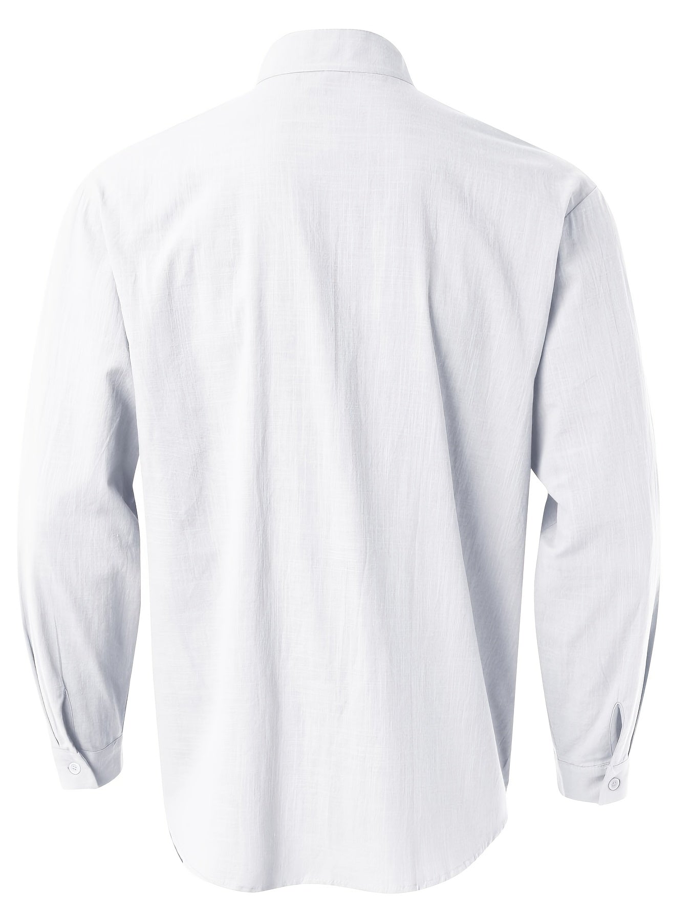 Men’s Stand Collar Button-Up Shirt – Long Sleeve Casual Dress Shirt, Regular Fit for Spring/Fall