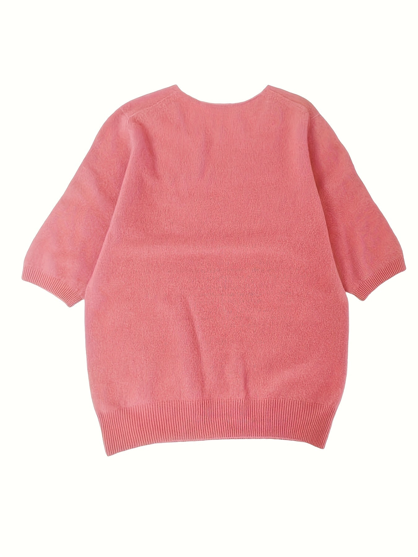Women’s 100% Wool V-Neck Knit Sweater – Short Sleeve Lightweight Pullover for Casual Layering