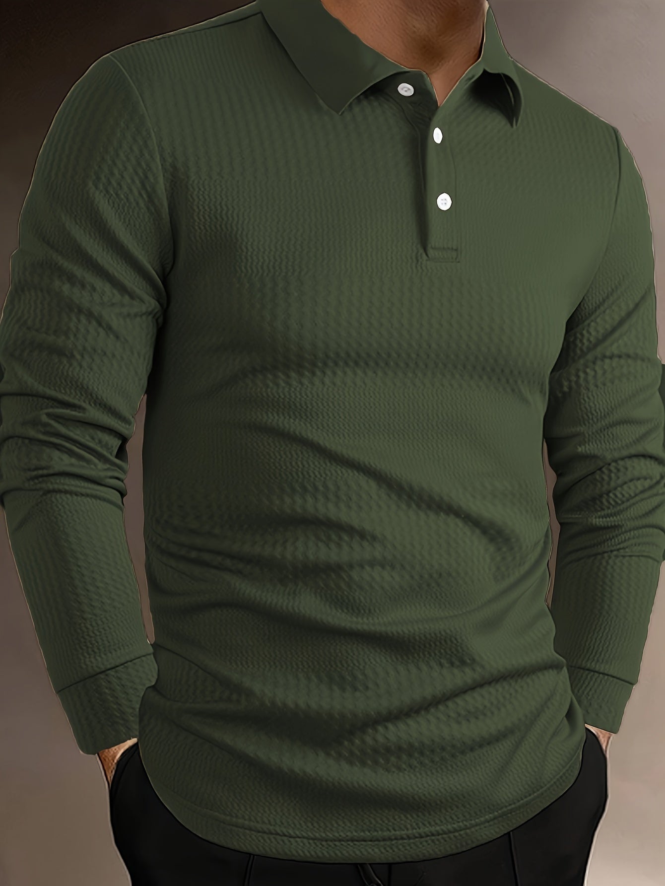 Men's Classic Long Sleeve Button-Up Shirt – Stretch Knit, Formal & Casual, Soft Breathable Fabric for Office & Everyday Wear