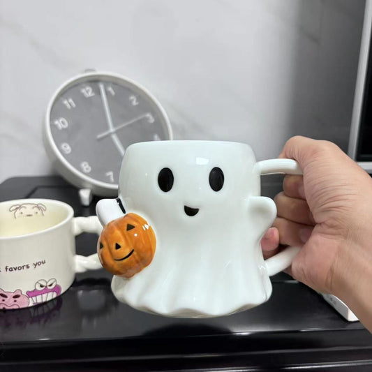 🎃 Pumpkin Ghost Ceramic Mug – 600ml Halloween Cup