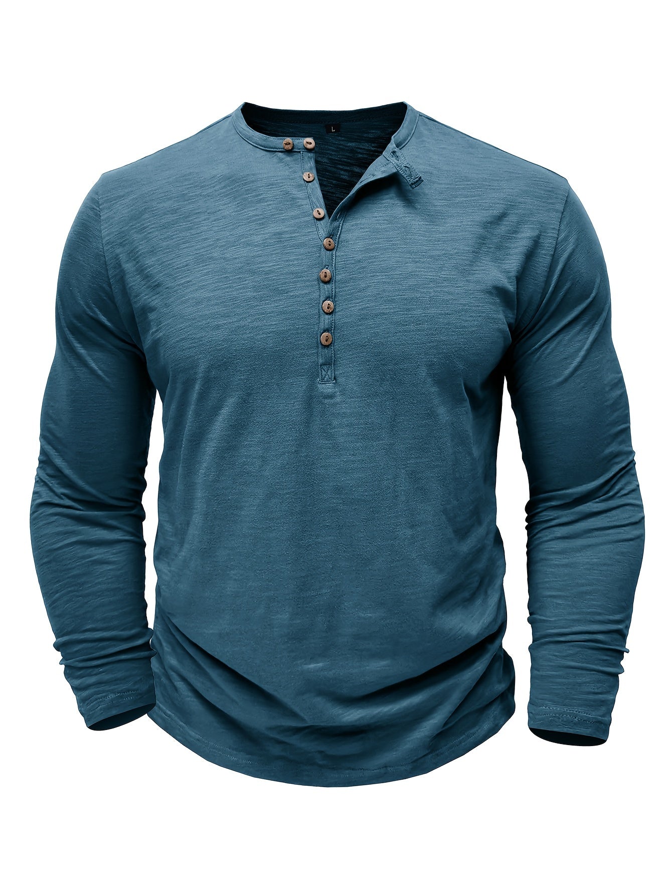 Solid Color Men's Long Sleeve Henley Shirt – Comfy, All-Match Casual Wear for Spring & Fall
