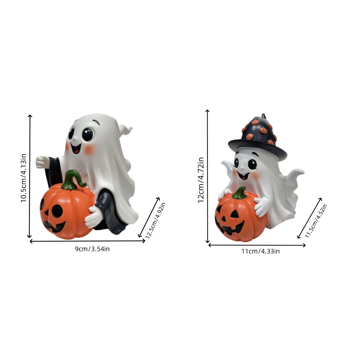 🎃 Cute Pumpkin Ghost – Halloween Resin Decoration