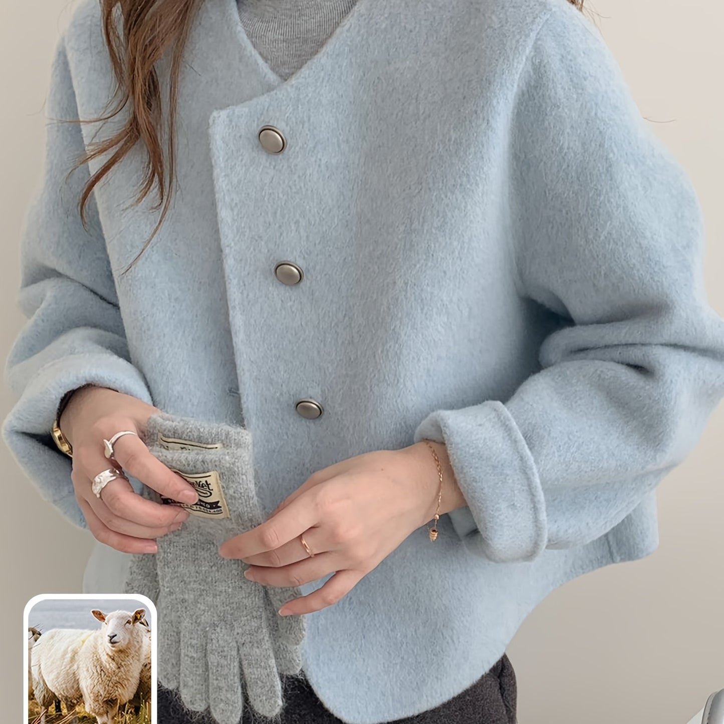 Women’s Wool Tweed Jacket – Cropped Cardigan with Buttons & Pockets, Chic Fall/Winter Fashion