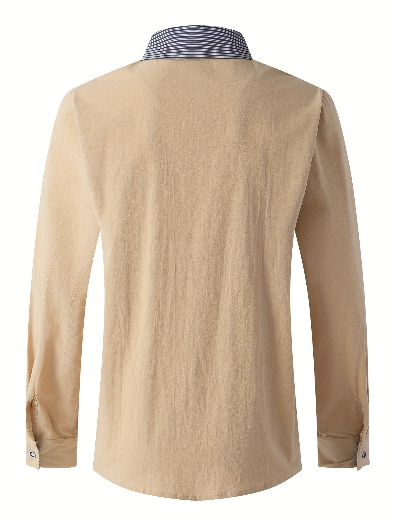 Men’s Double Button Front Shirt – Classic Collar Long Sleeve, Office & Casual Wear for Spring/Fall