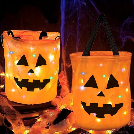 🎃 2pcs Glow-in-the-Dark Pumpkin Tote Bags – Halloween Candy Bags