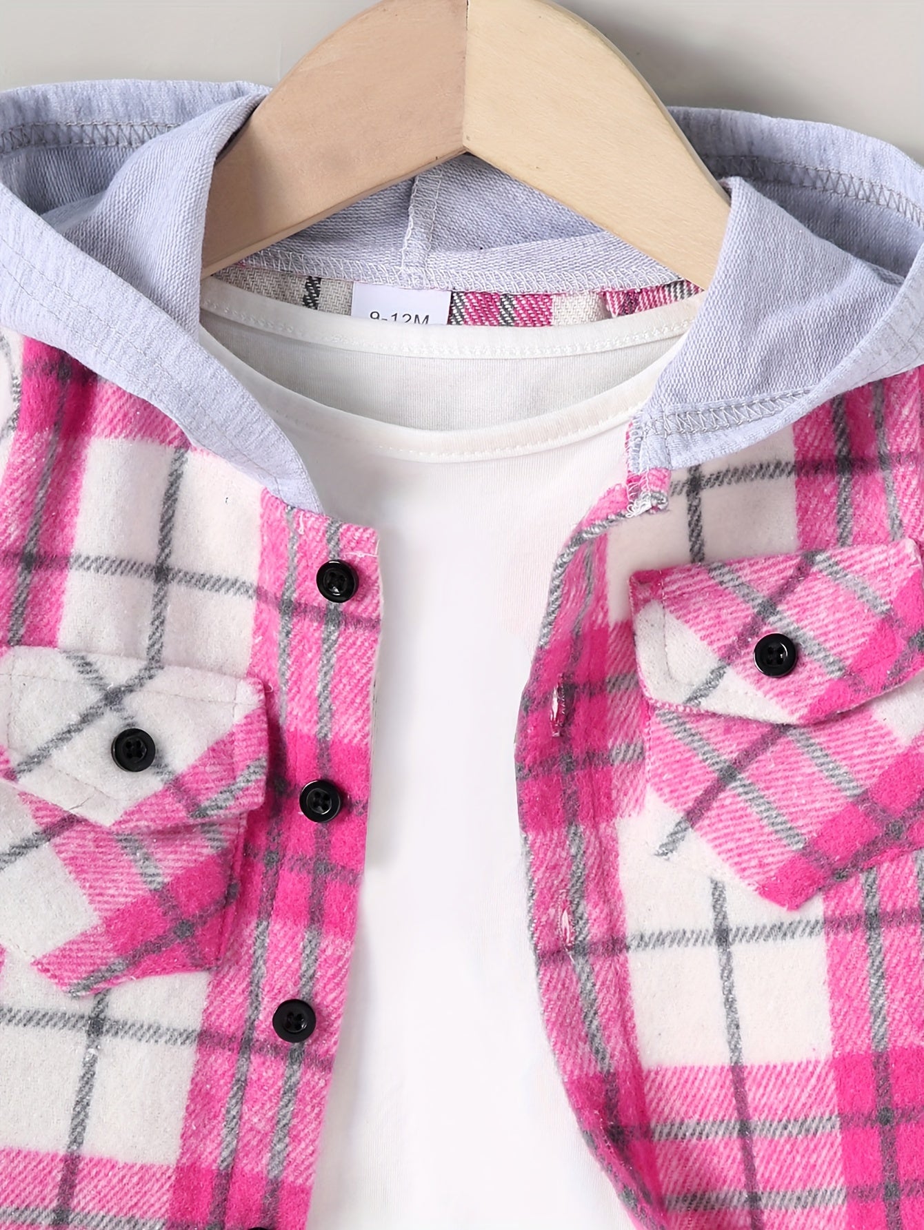 Girls’ 2PCS Outfit – Plaid Hooded Cardigan & Long-Sleeve Shirt with Pants, Cozy All-Season Wear