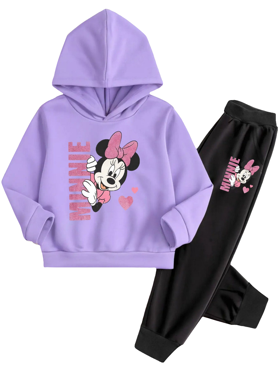 👧🎀 Conjunto de sweatshirt com capuz e calças jogger da Minnie Mouse
