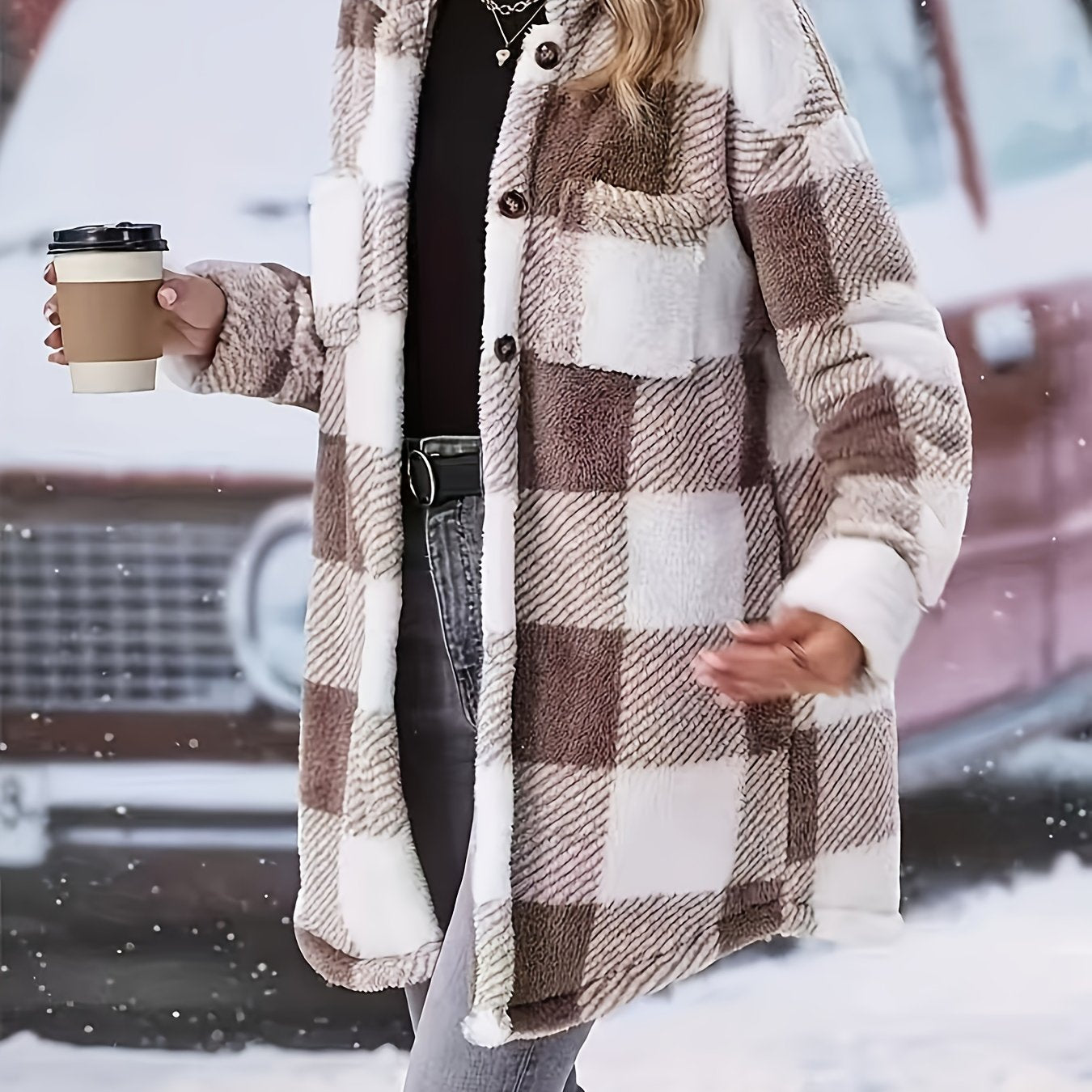 🖤 Checkered Winter Coat