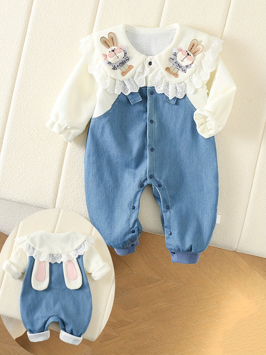 🐰 Faux Denim Rabbit Romper