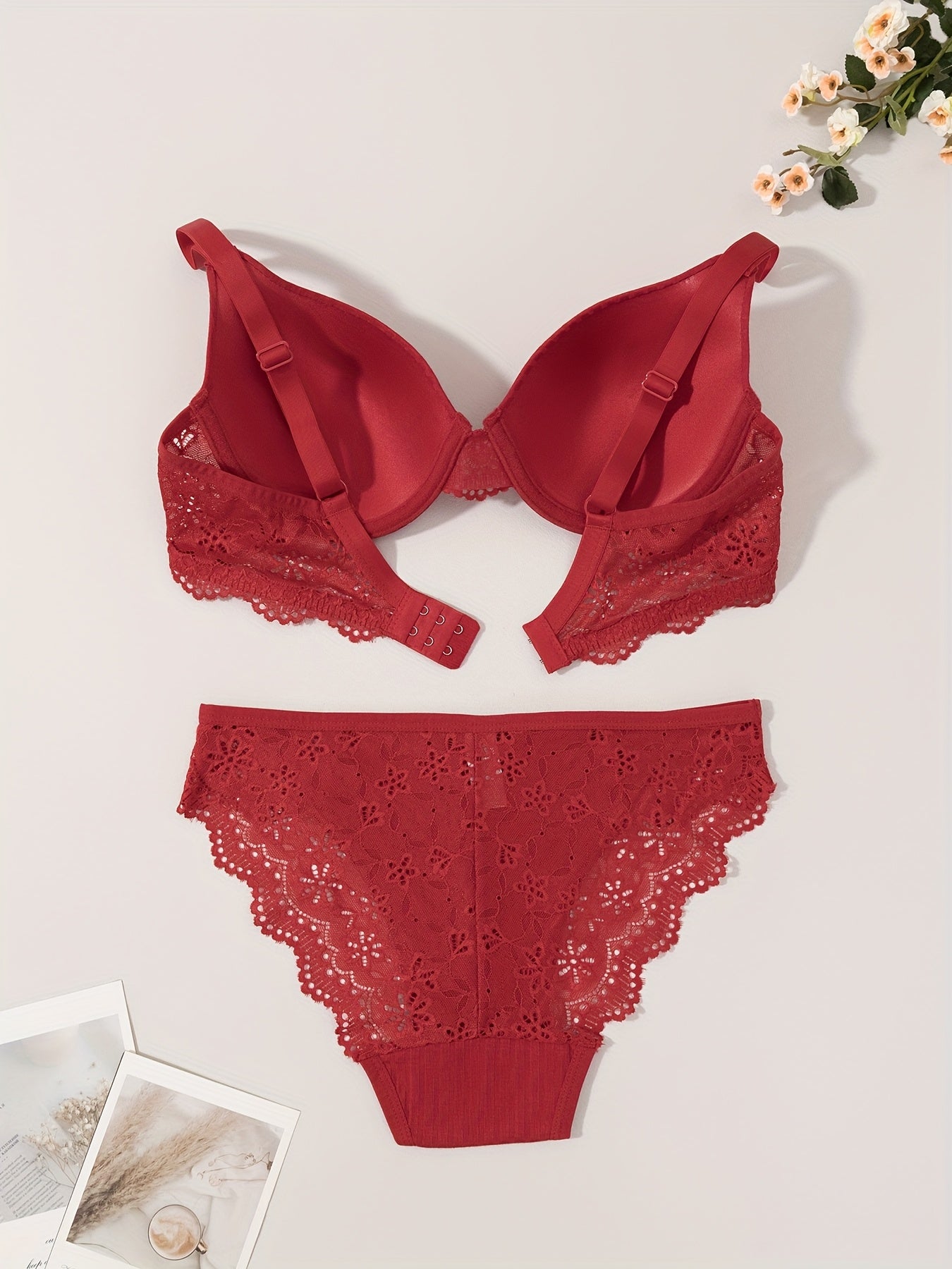 Women’s Bra & Panty Set – Push-Up Lingerie with Lace Trim, Sexy & Elegant Date Outfit