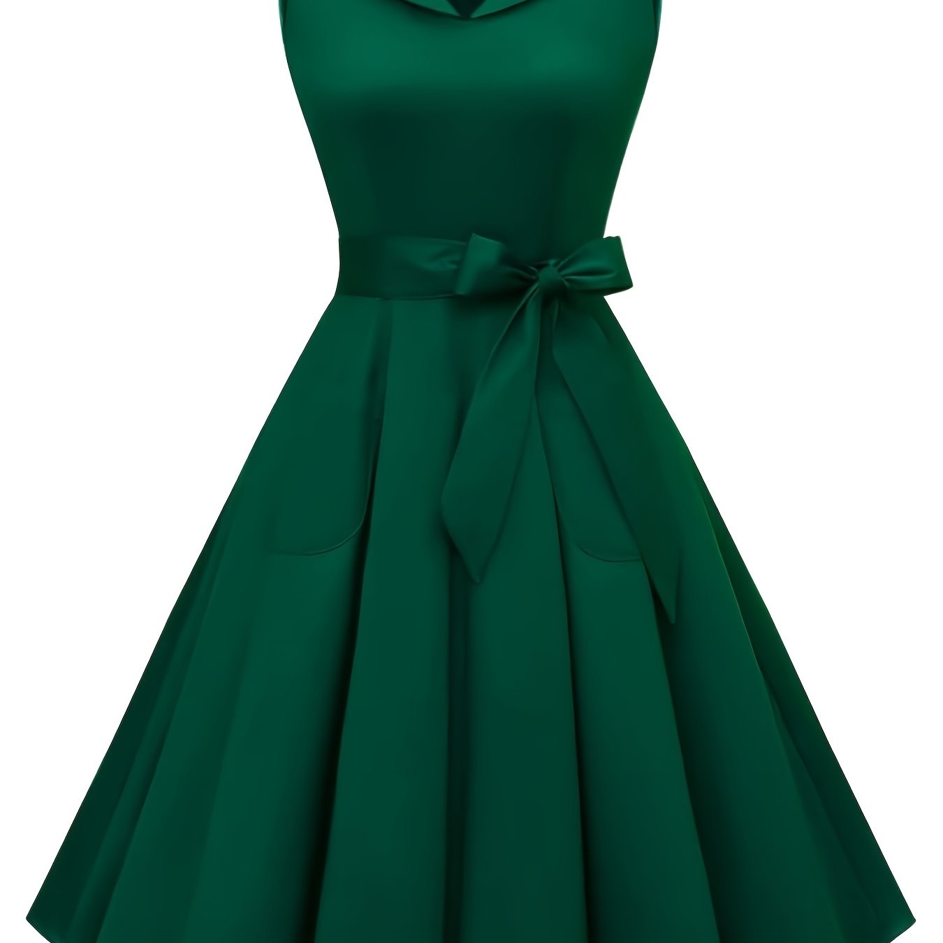 Elegant Women’s Sleeveless Belted Party Dress – Solid Color Chic Outfit