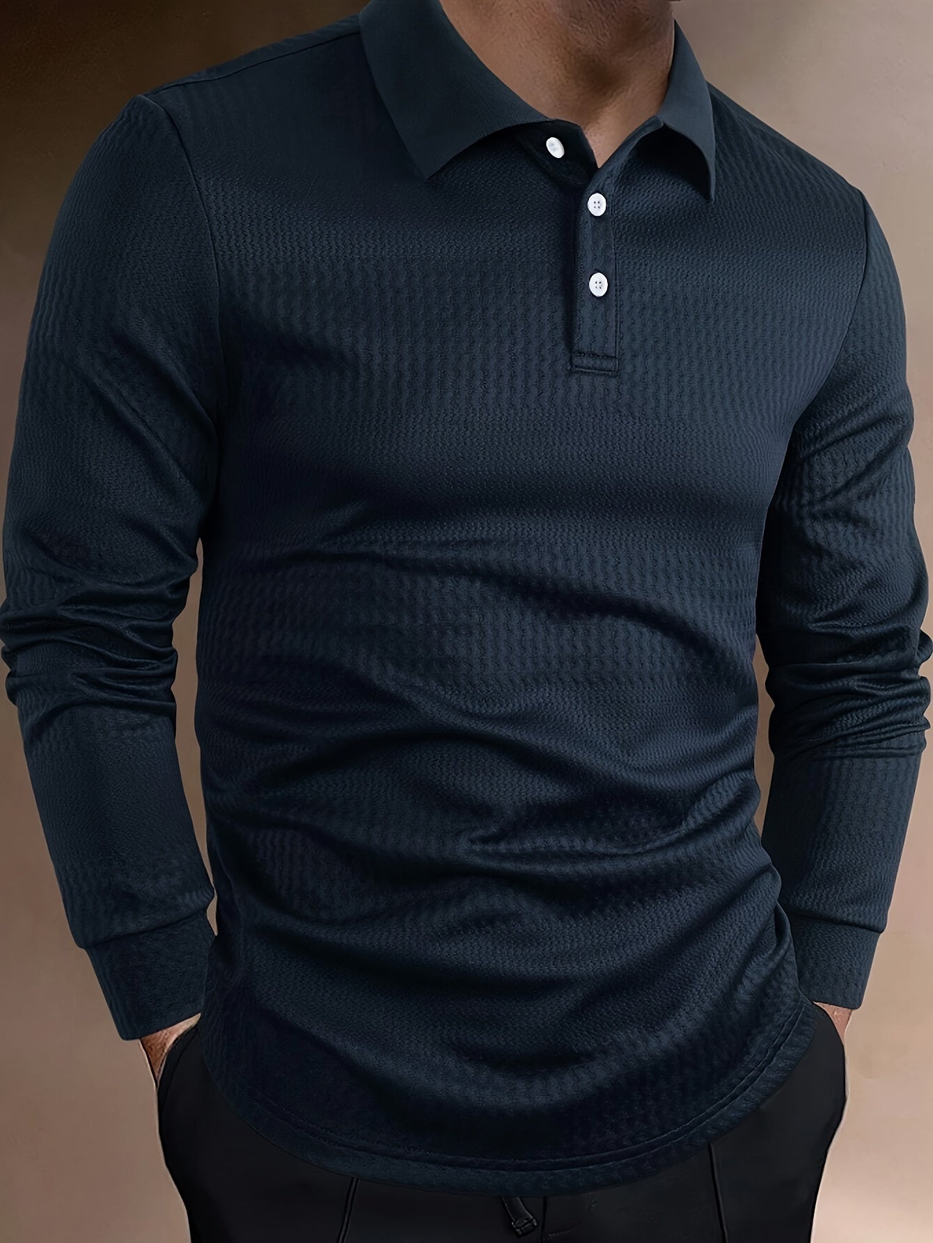 Men's Classic Long Sleeve Button-Up Shirt – Stretch Knit, Formal & Casual, Soft Breathable Fabric for Office & Everyday Wear