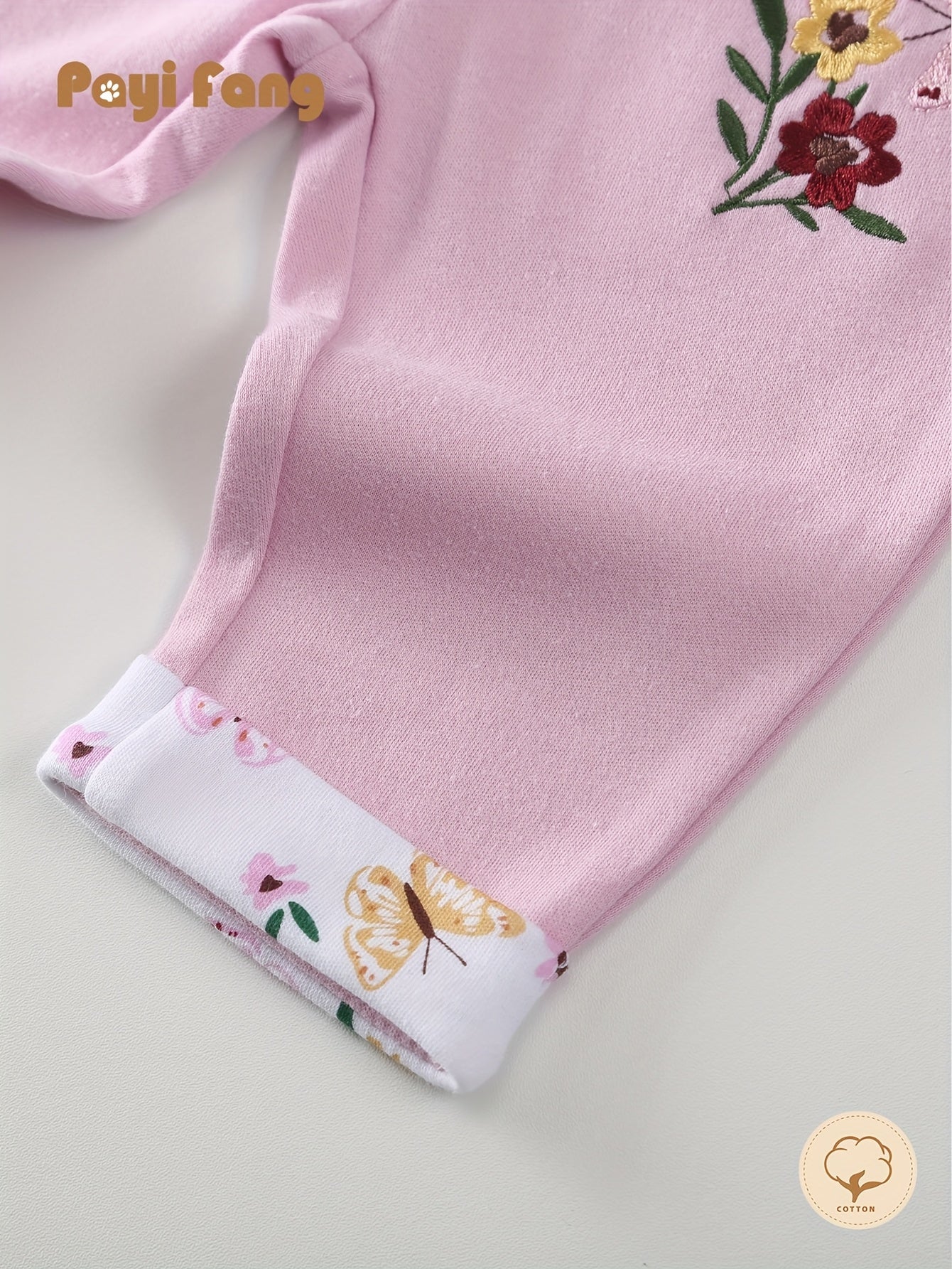 Baby Girl 4-Piece Outfit – Long Sleeve Romper with Pants, Hat & Socks, Soft Cotton All-Season Playwear