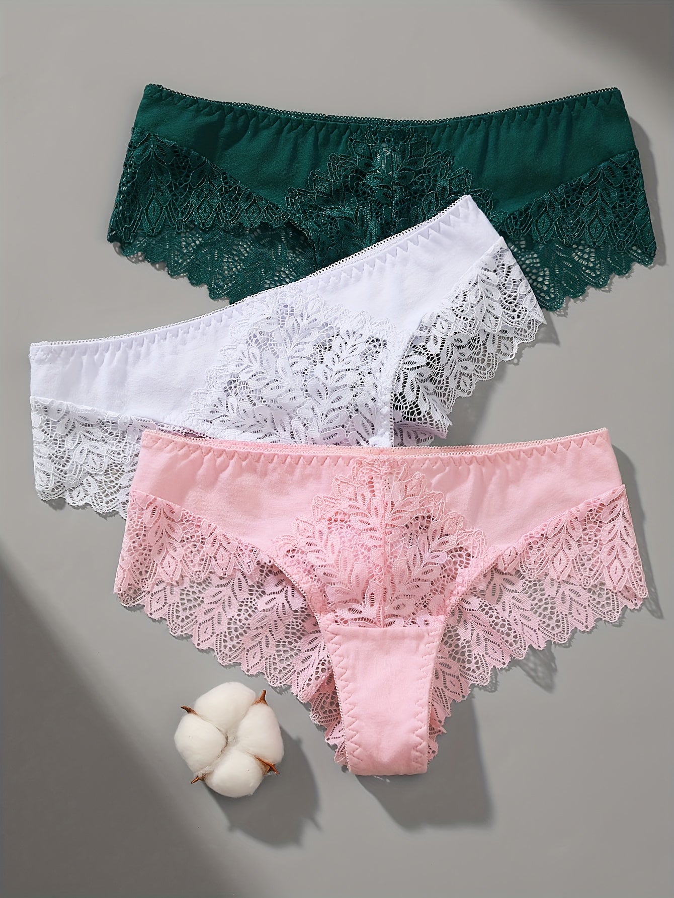 3PCS Women’s Lace Panty Set – French Romantic Triangle Underwear for Autumn & Winter