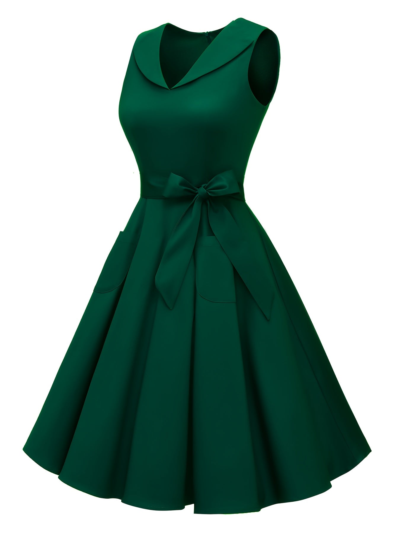 Elegant Women’s Sleeveless Belted Party Dress – Solid Color Chic Outfit