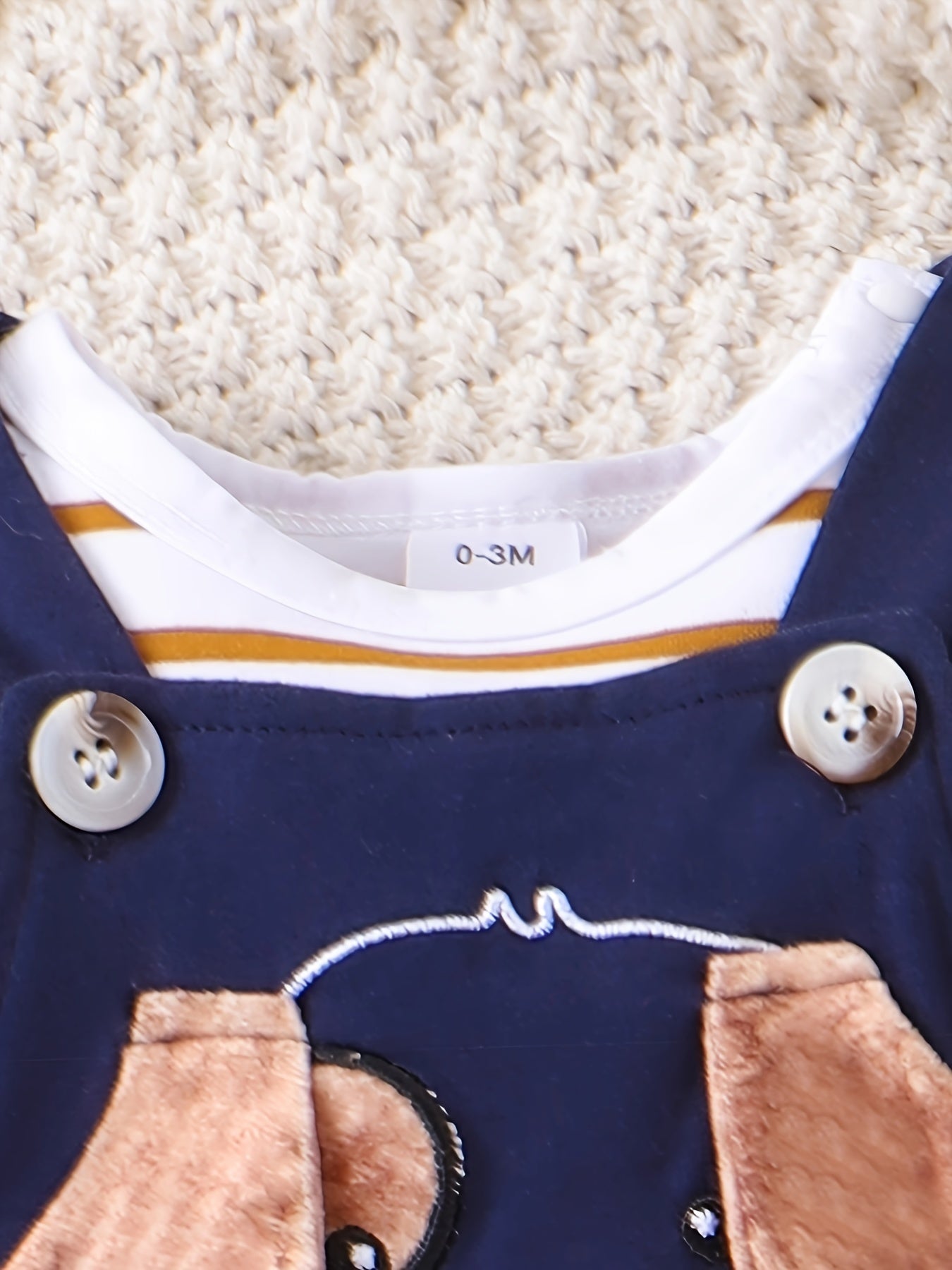 Baby Boy Fall/Winter Romper Set – Long Sleeve Stripe Bodysuit with Adjustable Suspender Pants, 0-18 Months