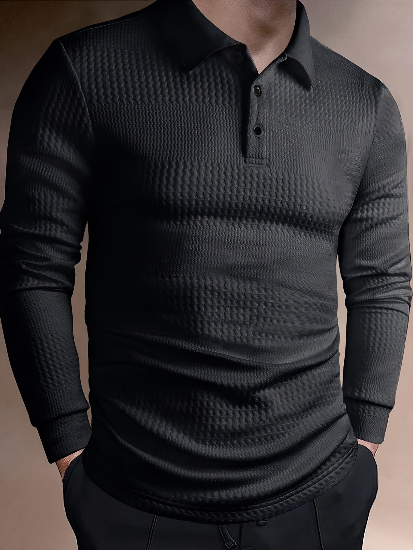 Men's Classic Long Sleeve Button-Up Shirt – Stretch Knit, Formal & Casual, Soft Breathable Fabric for Office & Everyday Wear