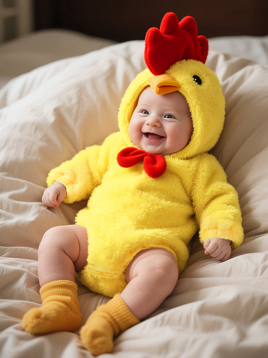🐥 Yellow Chick Onesie – Soft Fleece Outfit for Babies
