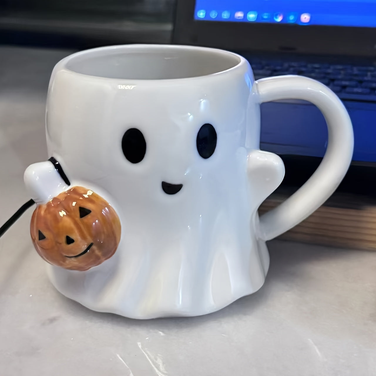 🎃 Pumpkin Ghost Ceramic Mug – 600ml Halloween Cup