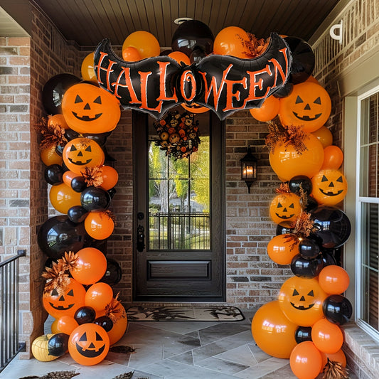🎃 82pcs Halloween Balloon Set – Spooky Black & Orange Party Decor