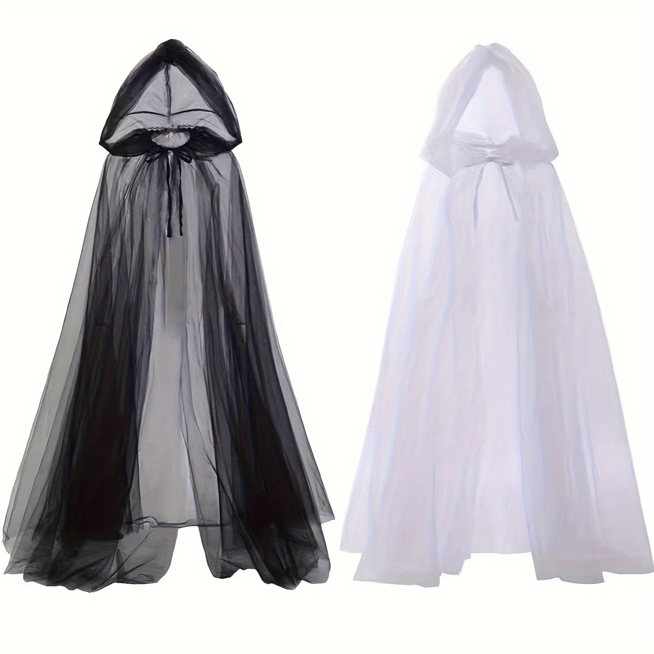 🖤 White & Black Bridal Cloak – Witch & Vampire Costume