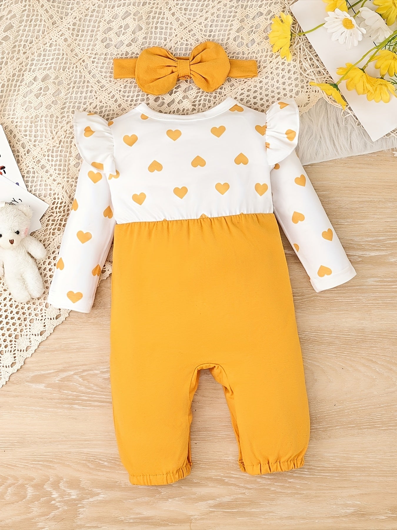 Conjunto de macacão 2 peças para bebé 0–18 meses – Macacão de manga comprida com folha de lótus e chapéu, bordado de gatinho de desenho animado para outono/inverno
