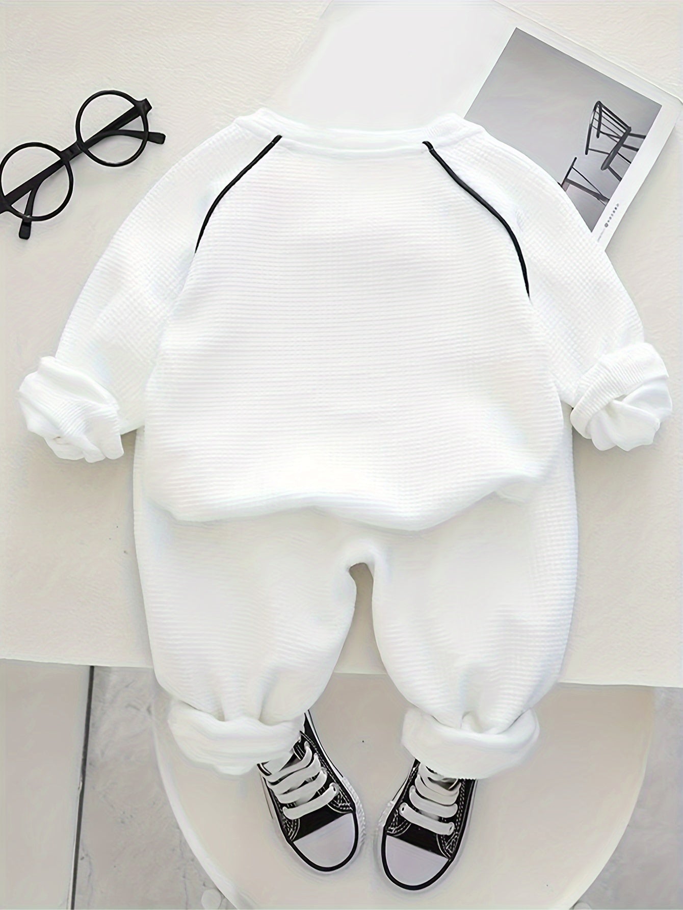 Kids’ 2PCS Autumn Outfit – Bear Sweatshirt & Sweatpants Set, Casual Everyday Wear