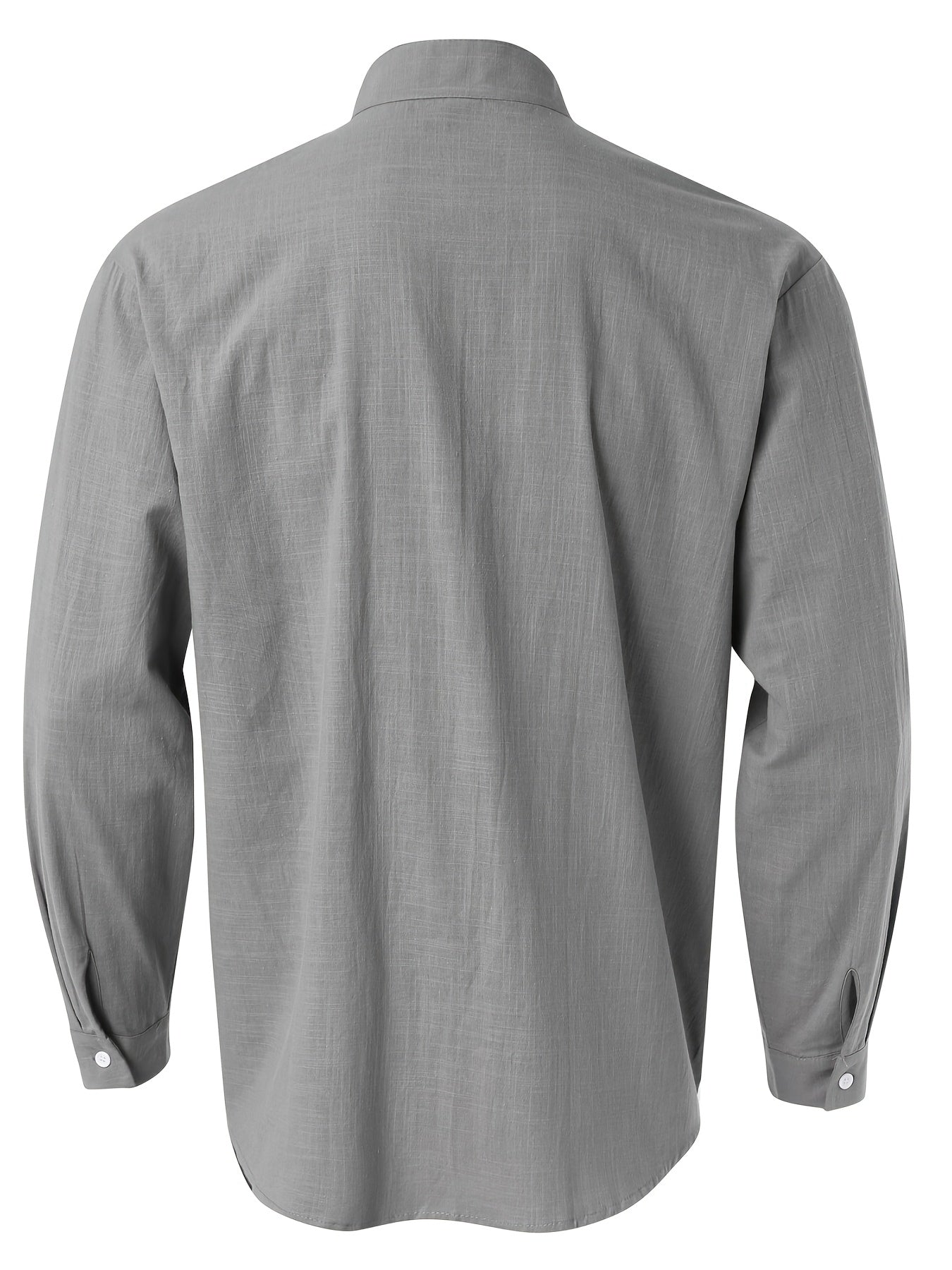 Men’s Stand Collar Button-Up Shirt – Long Sleeve Casual Dress Shirt, Regular Fit for Spring/Fall