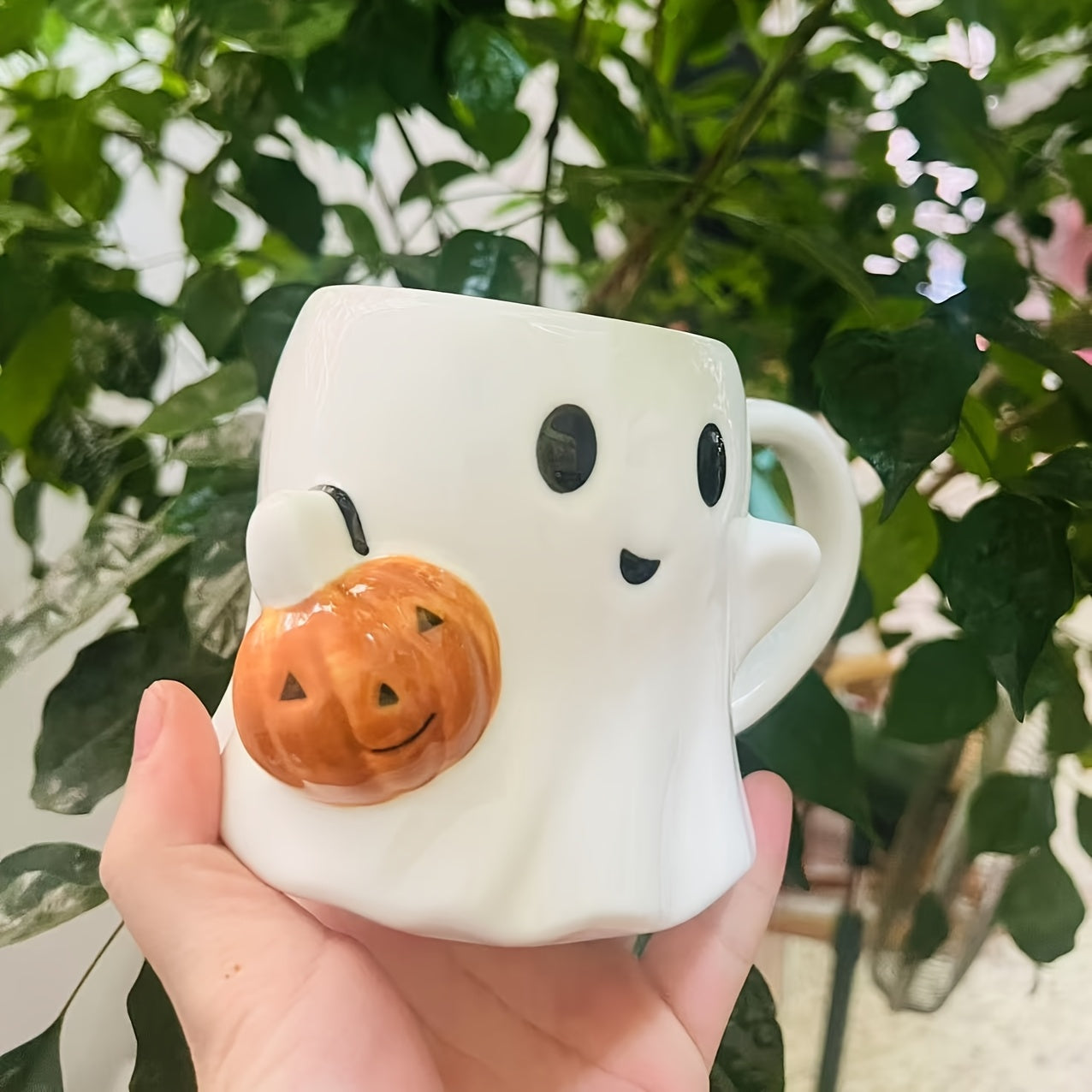 🎃 Pumpkin Ghost Ceramic Mug – 600ml Halloween Cup