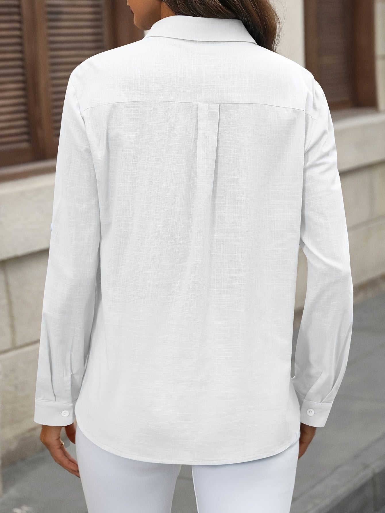 Women’s Button-Front Long Sleeve Shirt – Versatile Spring & Fall Outfit