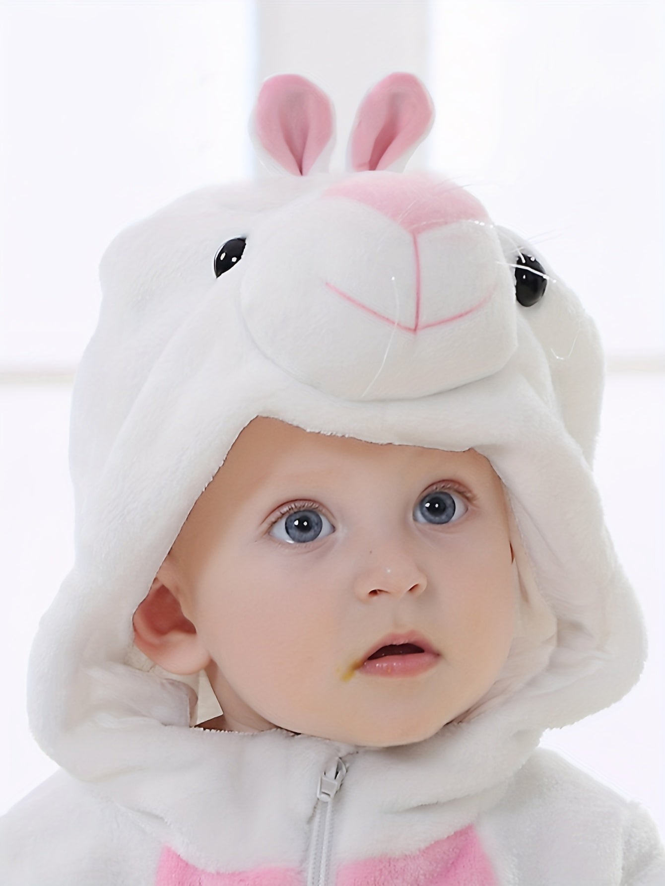 🐇 Baby Bunny Romper – Soft Flannel Hooded Jumpsuit for Halloween & Winter