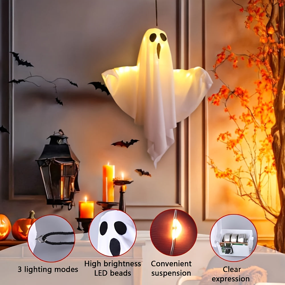 👻 3pcs Ghost LED Lights – Spooky Hanging Halloween Decor