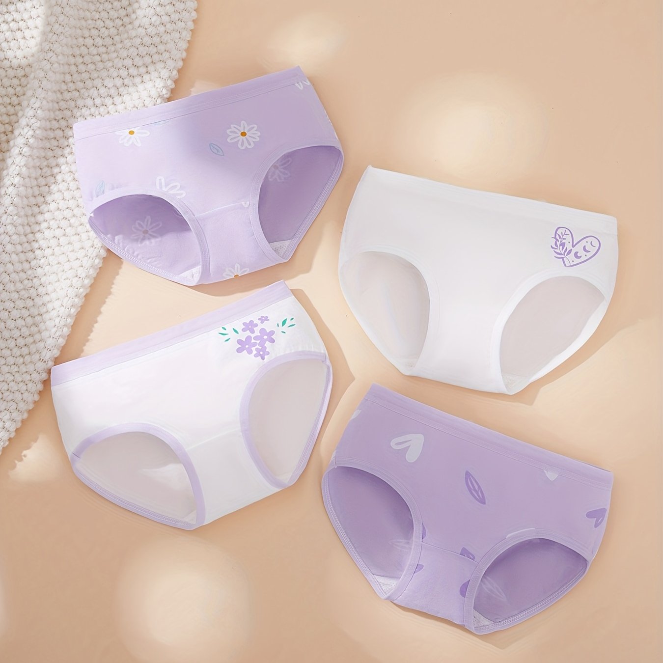 Girls’ 4-Pack Panties – Soft Stretchy Everyday Underwear for Toddlers & Kids