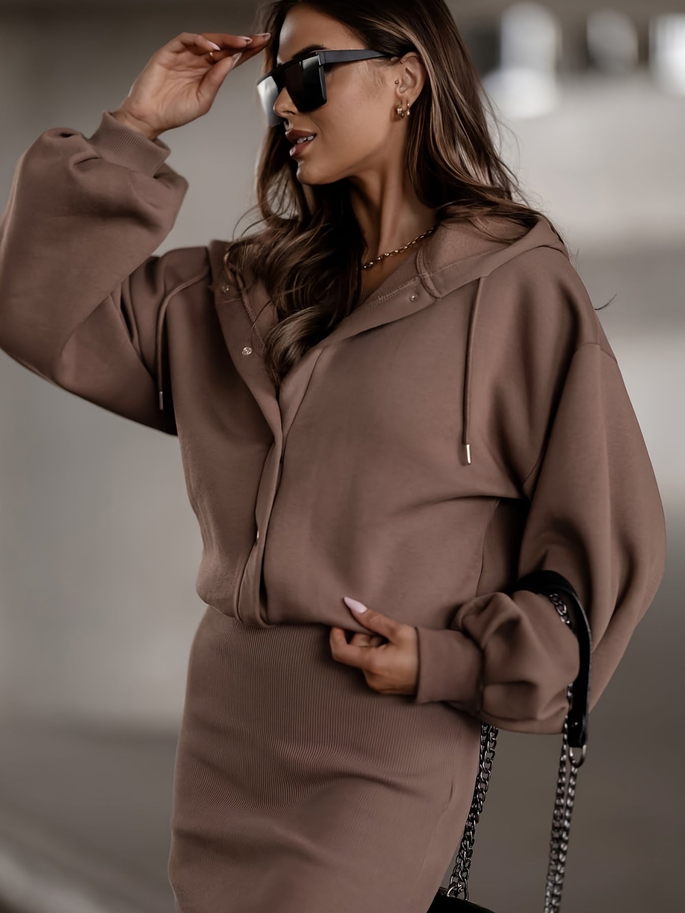 🖤 Hooded Coat Dress Set