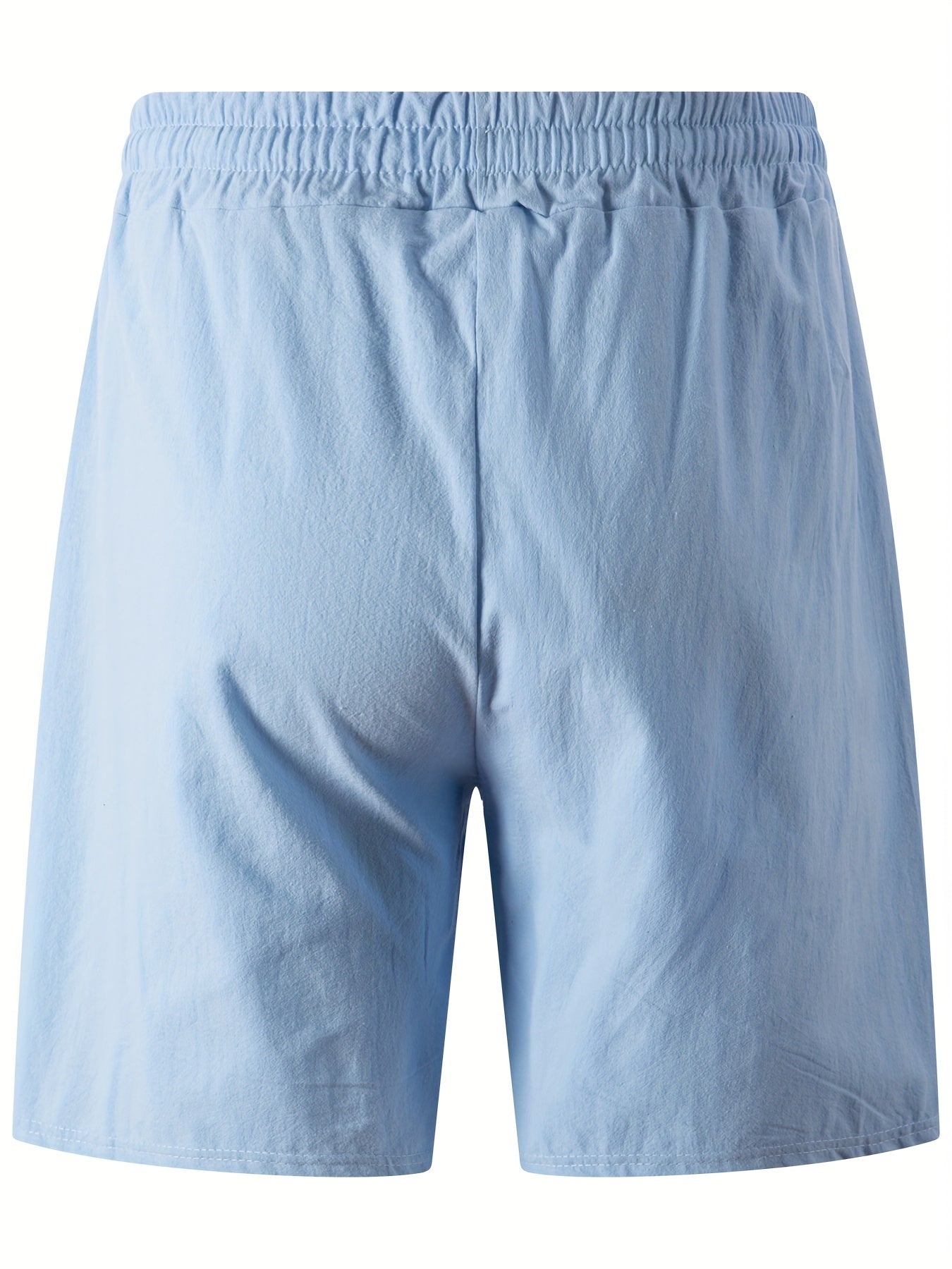 Men's Cotton Casual Two-Piece Set – Stand Collar Short Sleeve Shirt & Elastic Waist Shorts, Summer Beach or Workwear Outfit