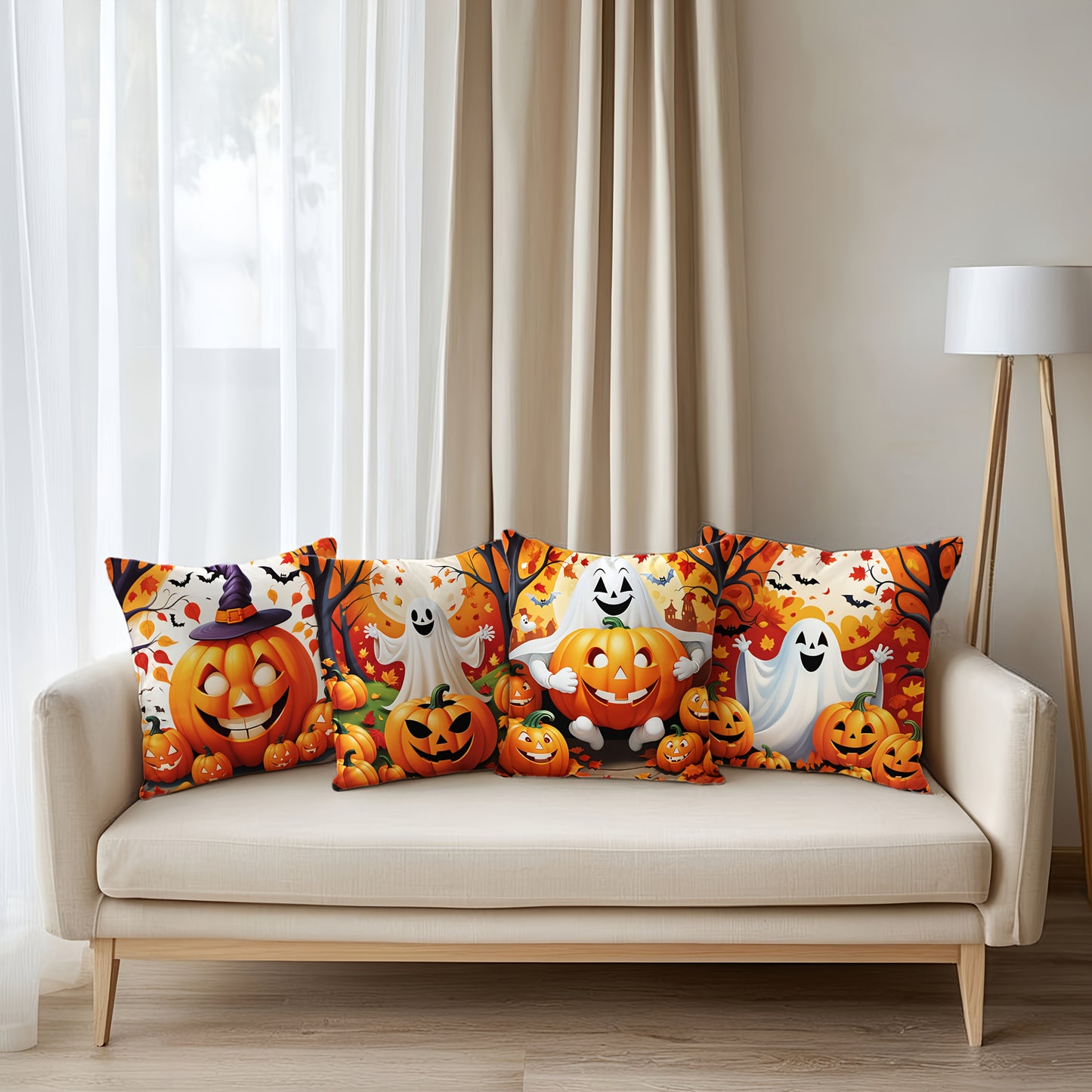 🎃🖤 Halloween Pillow Covers (4pcs)