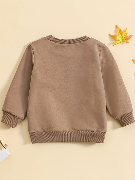 Boys’ Long Sleeve Crewneck Sweatshirt – Casual Cotton Blend Top with Pockets