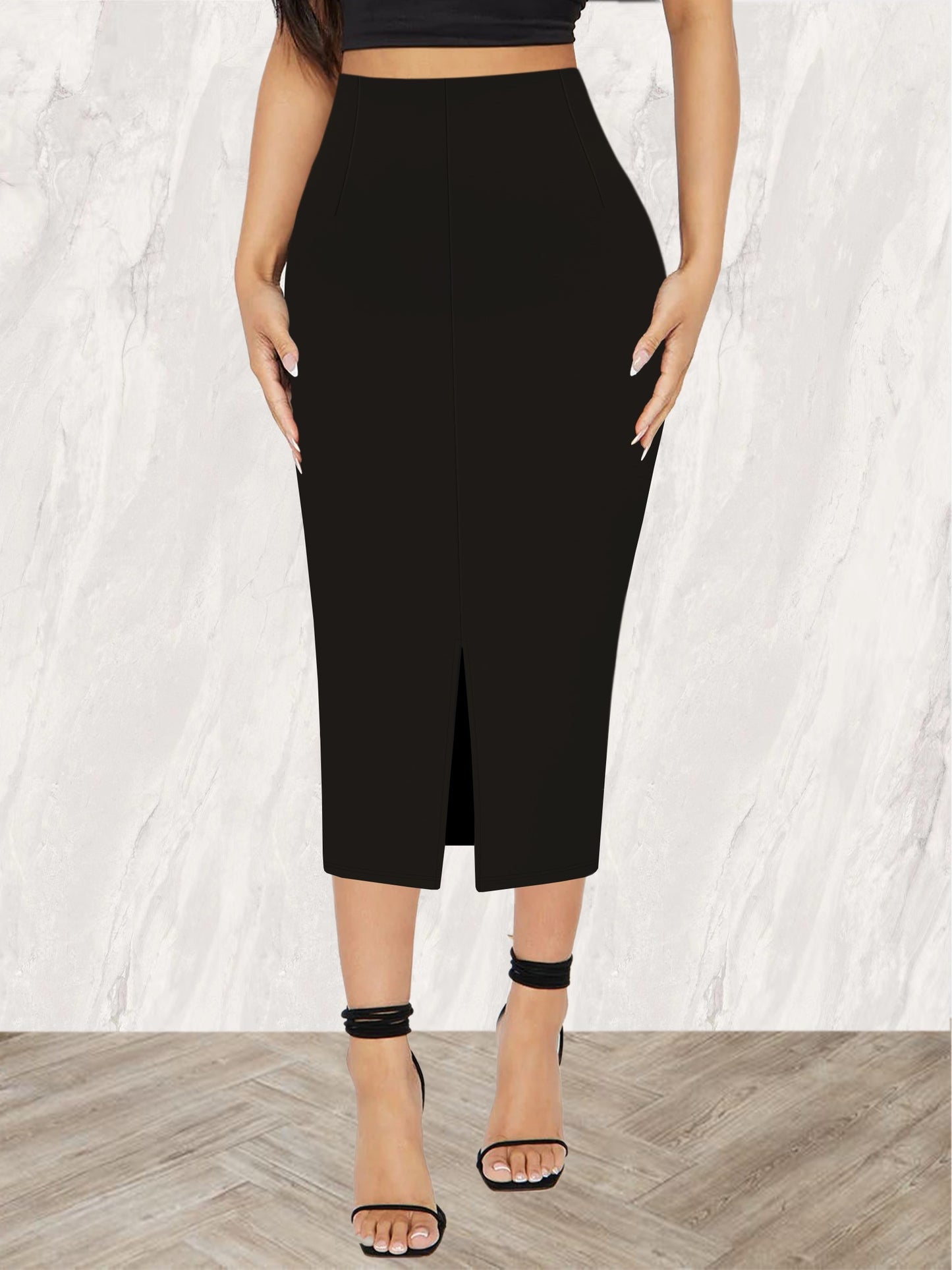 🖤 Rayon Blend Midi Skirt