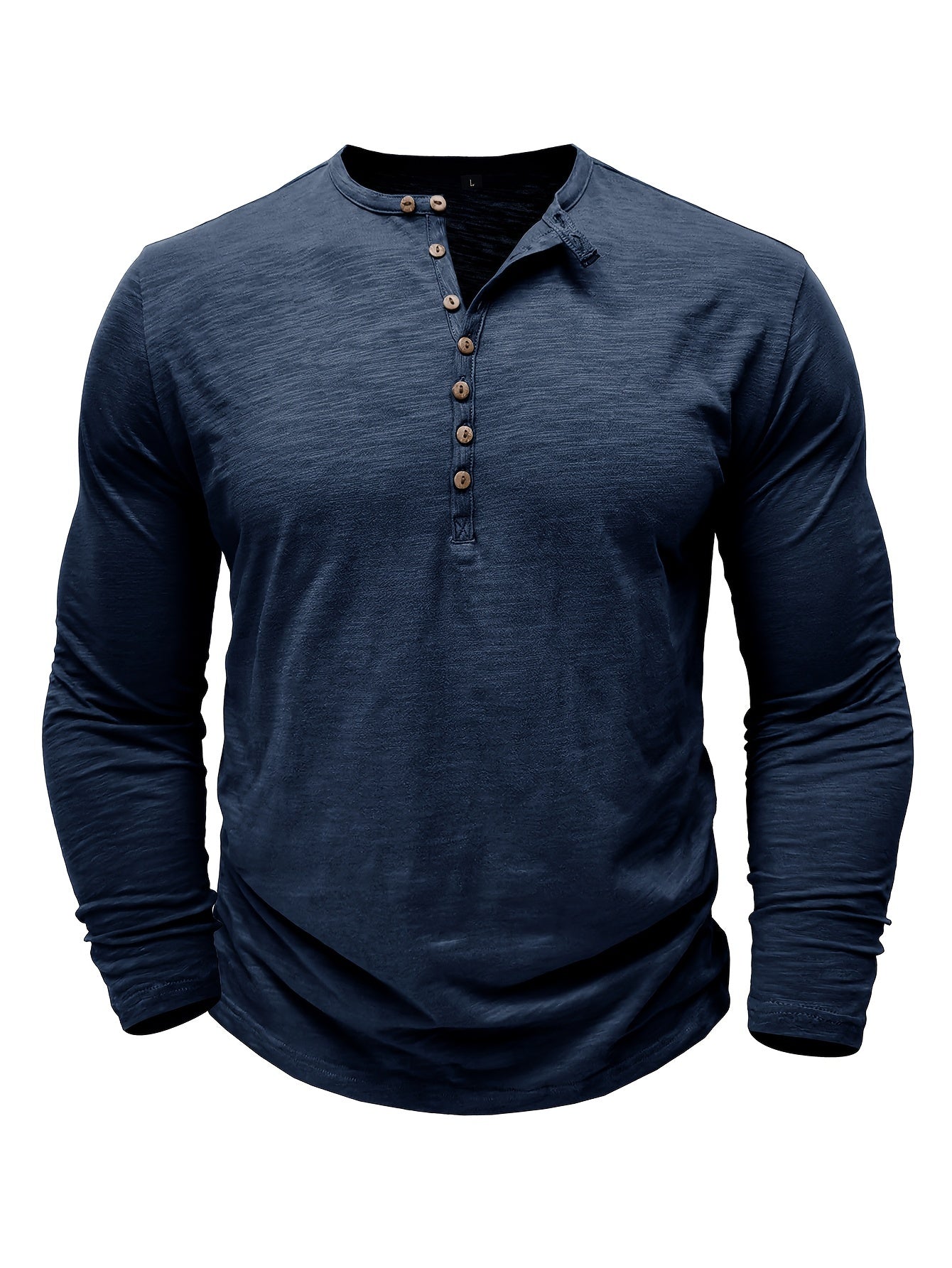 Solid Color Men's Long Sleeve Henley Shirt – Comfy, All-Match Casual Wear for Spring & Fall