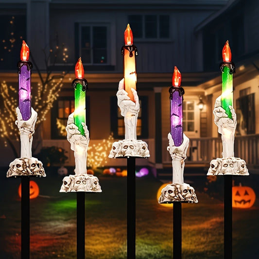 💀 5-in-1 Solar Skull Lantern – Outdoor Halloween Decor