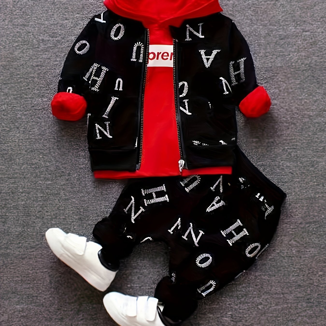 🧢 Boys Zip-Up Hoodie Set (3pcs)