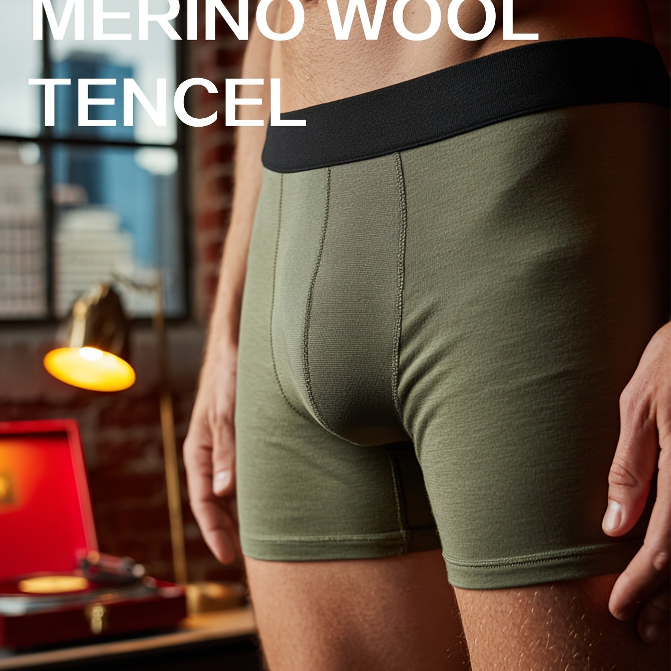 Grey Preparer Men's Quick-Dry Wool & Tencel Lyocell Boxer Briefs – Moisture-Wicking, Breathable Athletic Underwear for Gym & Outdoor Activities
