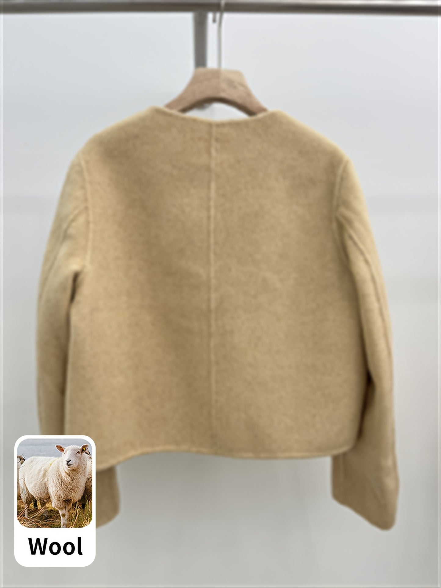 Women’s Wool Tweed Jacket – Cropped Cardigan with Buttons & Pockets, Chic Fall/Winter Fashion